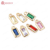 20PCS High Champagne Brass Zircon Rectangle Charms Pendants