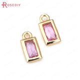 20PCS High Champagne Brass Zircon Rectangle Charms Pendants