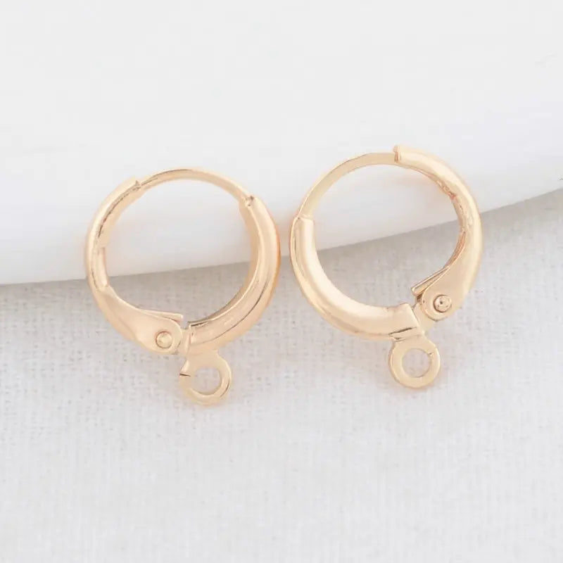 20PCS 12*15MM 14K Brass Round Earrings Hoops Jewelry Making Supplies