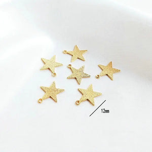 20PCS 14K Plated Frosted Leaf Stars Pendants Jewelry Making Earring Charms