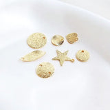 20PCS 14K Plated Frosted Leaf Stars Pendants Jewelry Making Earring Charms