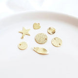 20PCS 14K Plated Frosted Leaf Stars Pendants Jewelry Making Earring Charms