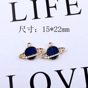 20PCS Oil Drop Enamel Planet Pendant DIY Necklace Accessory Universe Star Charms