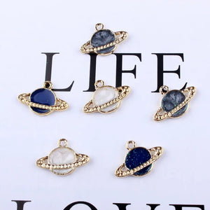 20PCS Oil Drop Enamel Planet Pendant DIY Necklace Accessory Universe Star Charms