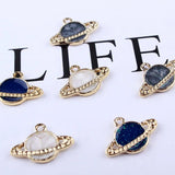 20PCS Oil Drop Enamel Planet Pendant DIY Necklace Accessory Universe Star Charms