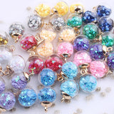 20PCS 16mm Glass Ball Charms with Star Sequins Pendants