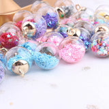 20PCS 16mm Glass Ball Charms with Star Sequins Pendants