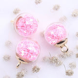 20PCS 16mm Glass Ball Charms with Star Sequins Pendants