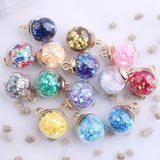 20PCS 16mm Glass Ball Charms with Star Sequins Pendants