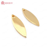 20PCS 16x5MM 24K Color Brass Willow Leaf Charms