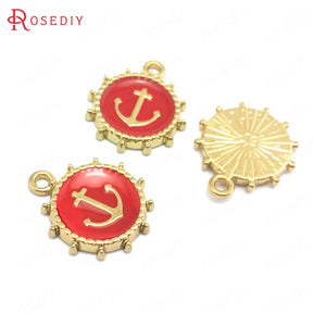 20PCS Champagne & Red Zinc Alloy Anchor Charms Pendants