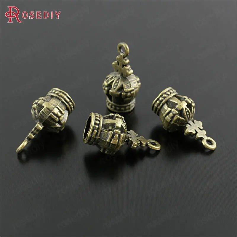 20PCS 17x8MM Crown Charms Pendants Jewelry Making Diy Findings Accessories