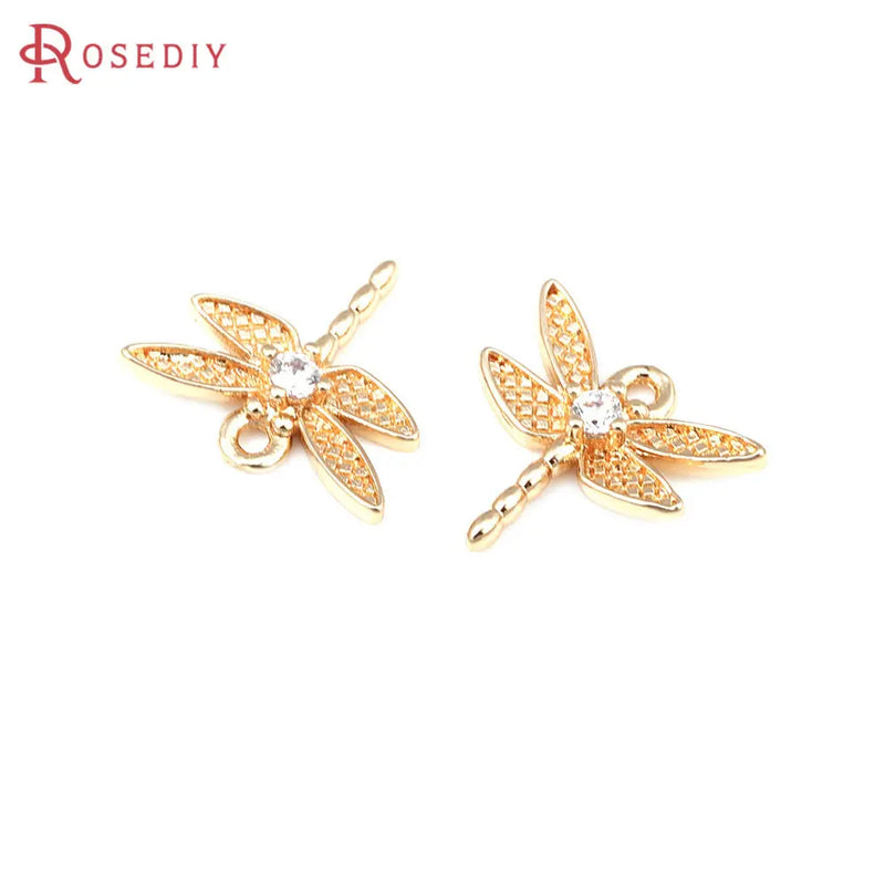 20PCS 18K Dragonfly Charms Pendants Diy Jewelry Making Accessories