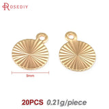 20PCS 18K Brass Pattern Round Disk Charms High Jewelry Making