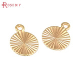 20PCS 18K Brass Pattern Round Disk Charms High Jewelry Making