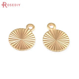 20PCS 18K Brass Pattern Round Disk Charms High Jewelry Making