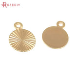 20PCS 18K Brass Pattern Round Disk Charms High Jewelry Making