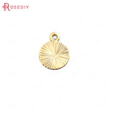 20PCS 18K Brass Pattern Round Disk Charms High Jewelry Making