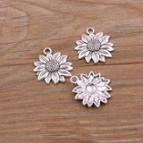 20PCS 19*22mm 3D Sunflower Charms for Jewelry Making