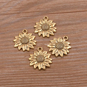 20PCS 19*22mm 3D Sunflower Charms for Jewelry Making