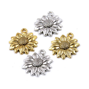 20PCS 19*22mm 3D Sunflower Charms for Jewelry Making