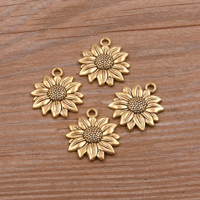 20PCS 19*22mm 3D Sunflower Charms for Jewelry Making
