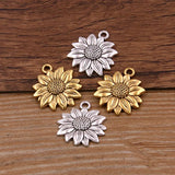20PCS 19*22mm 3D Sunflower Charms for Jewelry Making