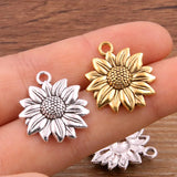 20PCS 19*22mm 3D Sunflower Charms for Jewelry Making