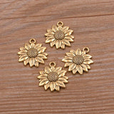 20PCS 19*22mm 3D Sunflower Charms for Jewelry Making