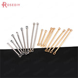20PCS 24K Plated Brass Round Connect Rod Charms DIY Jewelry Accessories