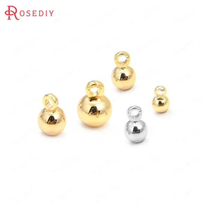20PCS Brass Round Beads Charms End Beads Jewelry Making Supplies