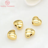 20PCS 4.6x5.6MM 24K Plated Brass Heart Beads for DIY Bracelets