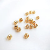 20PCS 4MM 14K Plated Flower Spacer Beads High Jewelry Accessories