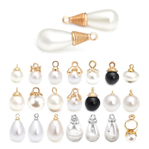 20PCS Plastic Pearls Round Ball or Drop Shape Beads Charms Pendants