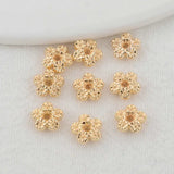 20PCS 7.5MM 14K Plated Brass Flower Beads Flat Bracelet Beads