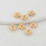 20PCS 7.5MM 14K Plated Brass Flower Beads Flat Bracelet Beads