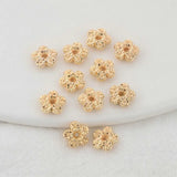 20PCS 7.5MM 14K Plated Brass Flower Beads Flat Bracelet Beads