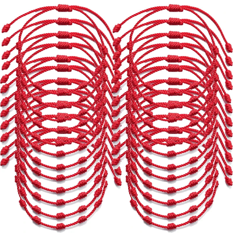 20PCS 7 Knots Red String Bracelet Couple Protection Good Luck Amulet Success