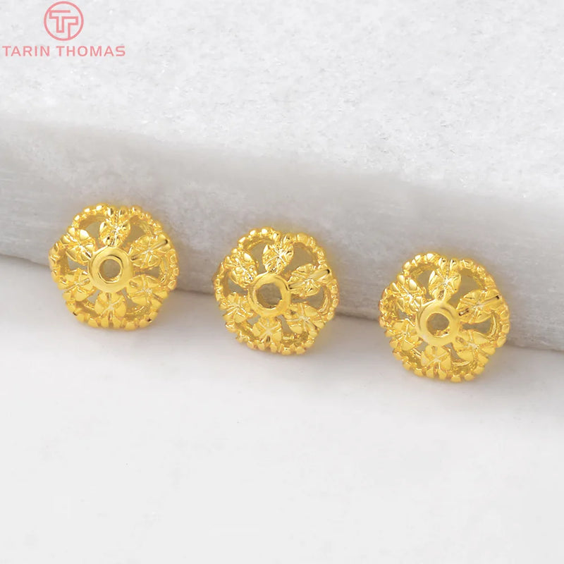 20PCS 7MM 1MM 24K Brass Flower Bead Caps DIY Jewelry Accessories
