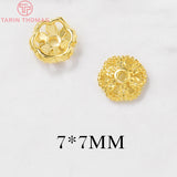 20PCS 7MM 1MM 24K Brass Flower Bead Caps DIY Jewelry Accessories