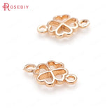 20PCS 7x12MM 5.6x10MM 24K Brass Lucky Flower Clover Connect Charms