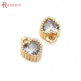20PCS High Champagne Brass Zircon Heart Shape Charms Pendants