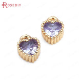 20PCS High Champagne Brass Zircon Heart Shape Charms Pendants