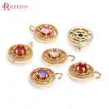 20PCS 8MM High Champagne Brass Zircon Round Charms Pendants Diy Findings