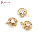 20PCS 8MM High Champagne Brass Zircon Round Charms Pendants Diy Findings