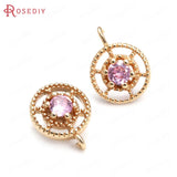 20PCS 8MM High Champagne Brass Zircon Round Charms Pendants Diy Findings