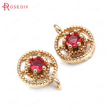20PCS 8MM High Champagne Brass Zircon Round Charms Pendants Diy Findings
