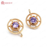 20PCS 8MM High Champagne Brass Zircon Round Charms Pendants Diy Findings