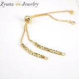 20PCS Adjustable Silver Box Chains w/ Texture Beads for DIY Bracelet Making