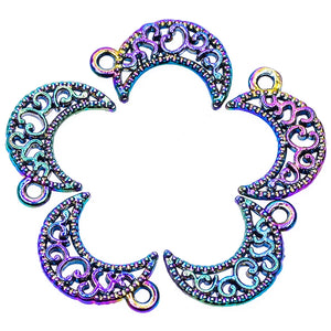 20PCS Alloy Moon Charms Pendant Rainbow Jewelry Making Necklace Earring Metal